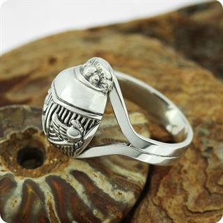 Egyptian Scarab and Wadjet Silver Ring