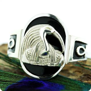 Egyptian Zodiac Silver Jewelry, Writing and Knowledge God Thoth Ring