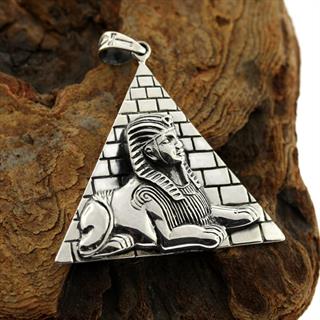 Egyptian Silver Pharaoh Tut Pyramid ,High Relief Pendant