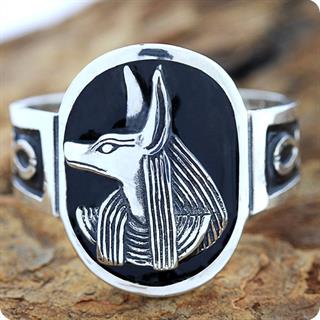 Egyptian Silver Ring, Lord Of The Dead God Anubis