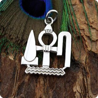 Sterling Silver Jewelry Ankh Wedja Seneb Symbol Pendant Egyptian Symble